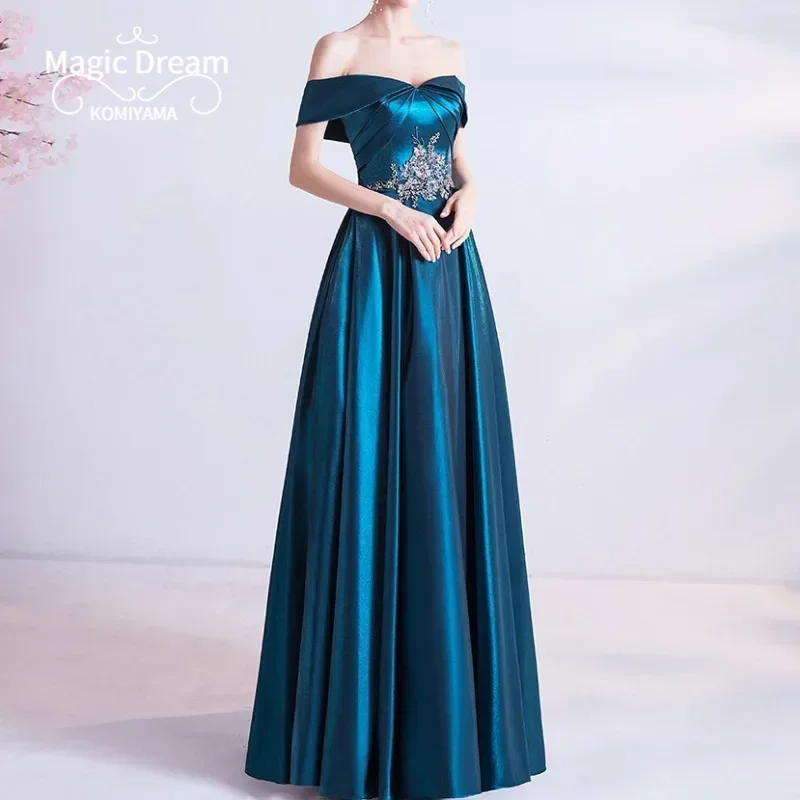 Customized One Shoulder Slim Waist Elegant Evening Dresses Simple Appliques Simple Wedding Party Vestidso Pleated Fashion Long P