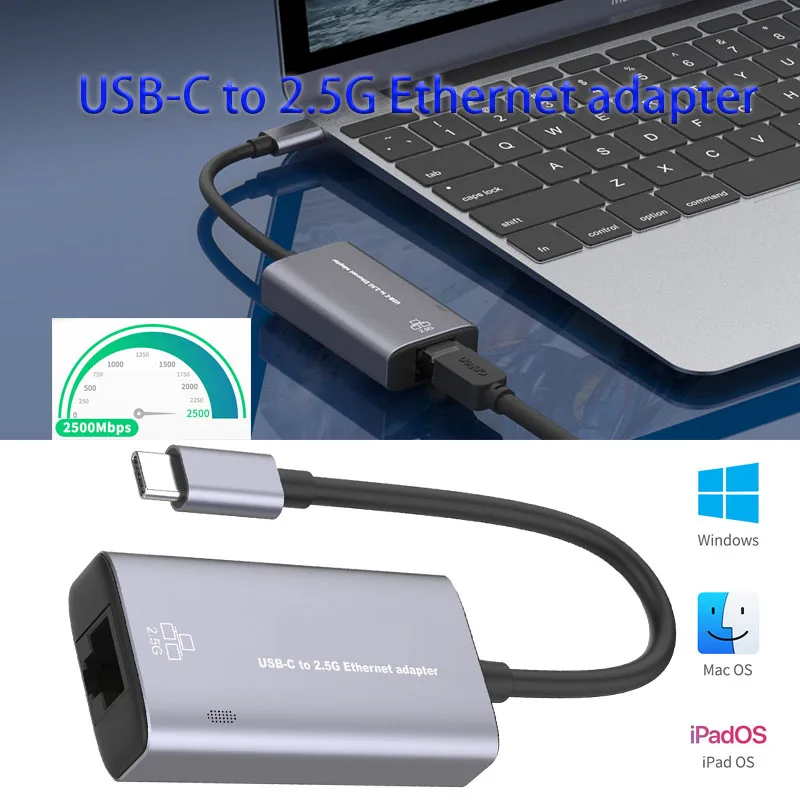 

USB HUB Type-c converter Splitter Extender USB-C to 2.5G Ethernet adapter Extension Cable Splitter Adapter RJ-45 LAN Adapter