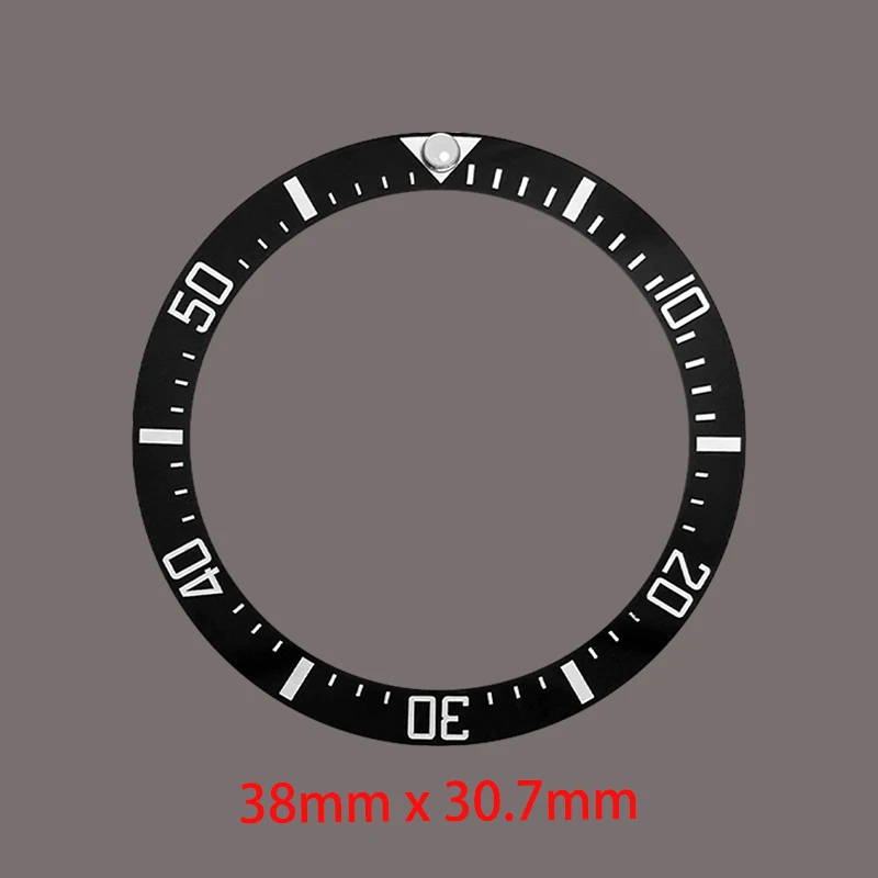 Anneau d'insertion de lunette en céramique incurvée, 38mm x 30.7mm, adapté au boîtier de montre SKX007 SRPD SUB, mouvement NH35 NH36, pièces de rechange pour hommes