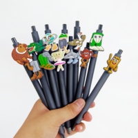 12PCS black Shanhaijing themed patch pen PVC soft rubber ballpoint pen, student writing supplies gender-neutral pen