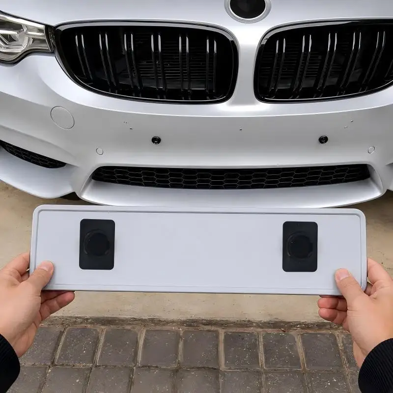 1 Set Universeller, starker magnetischer Kennzeichenhalter mit Befestigungsschrauben, schwarzer Kennzeichenhalter für Auto, Wohnmobil und Wohnwagen. – Detail 2