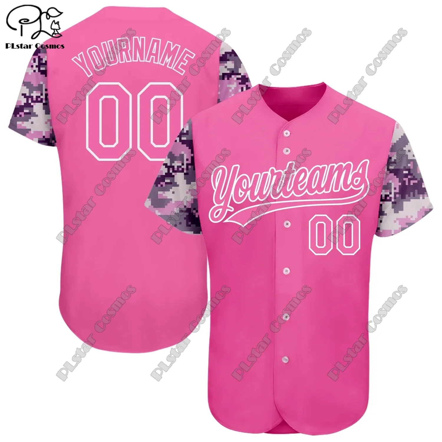 PLSTAR COSMOS Baseball Shirt Custom Name 3D Printing Summer Loose Slim Fit Unisex Sleeve Color Pattern Collection