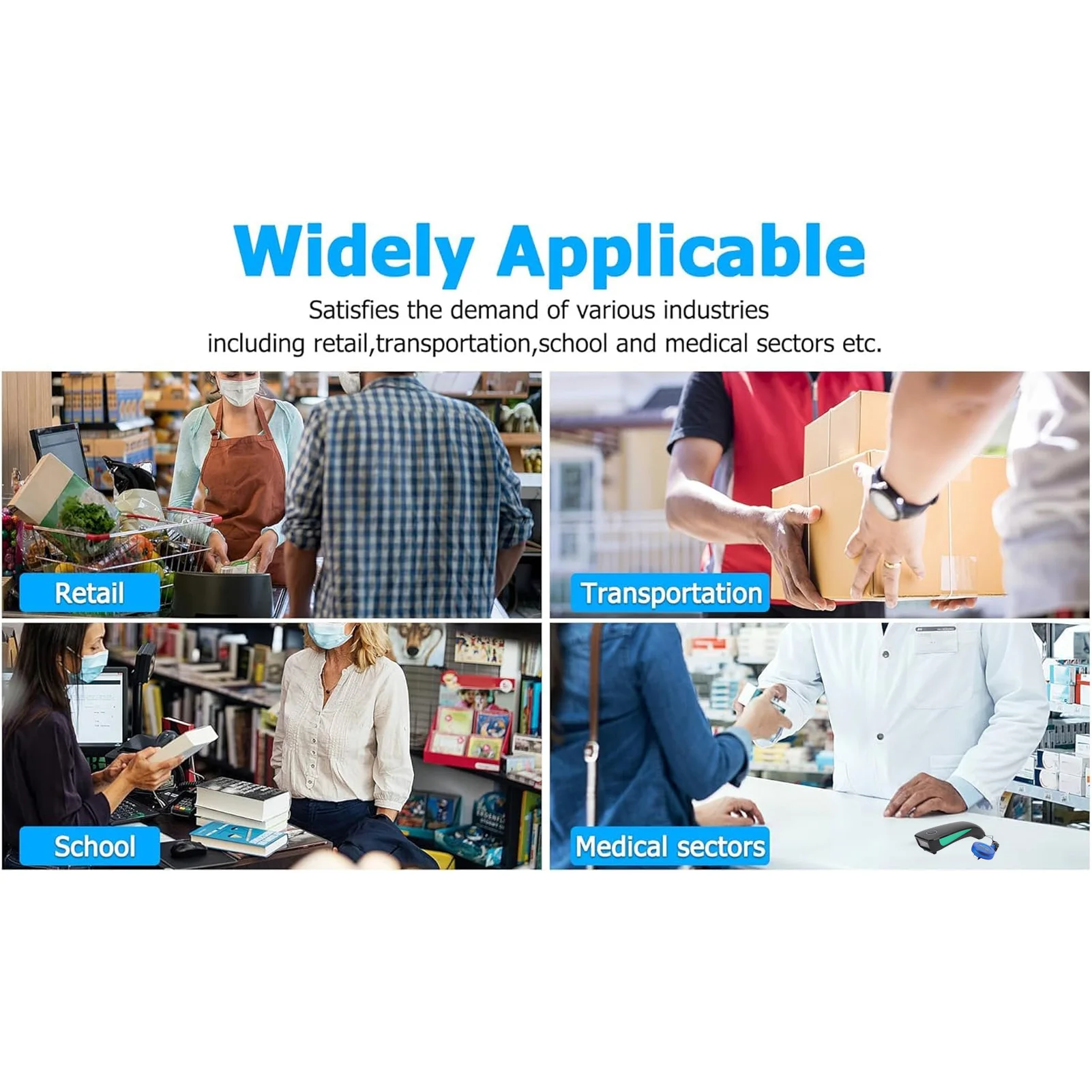 Handheld 1D Barcode Scanner  Mini  USB BT 2.4G 3 in 1 Small  Bar Reader C740 Portable Wireless Barcode Scanner For Stores