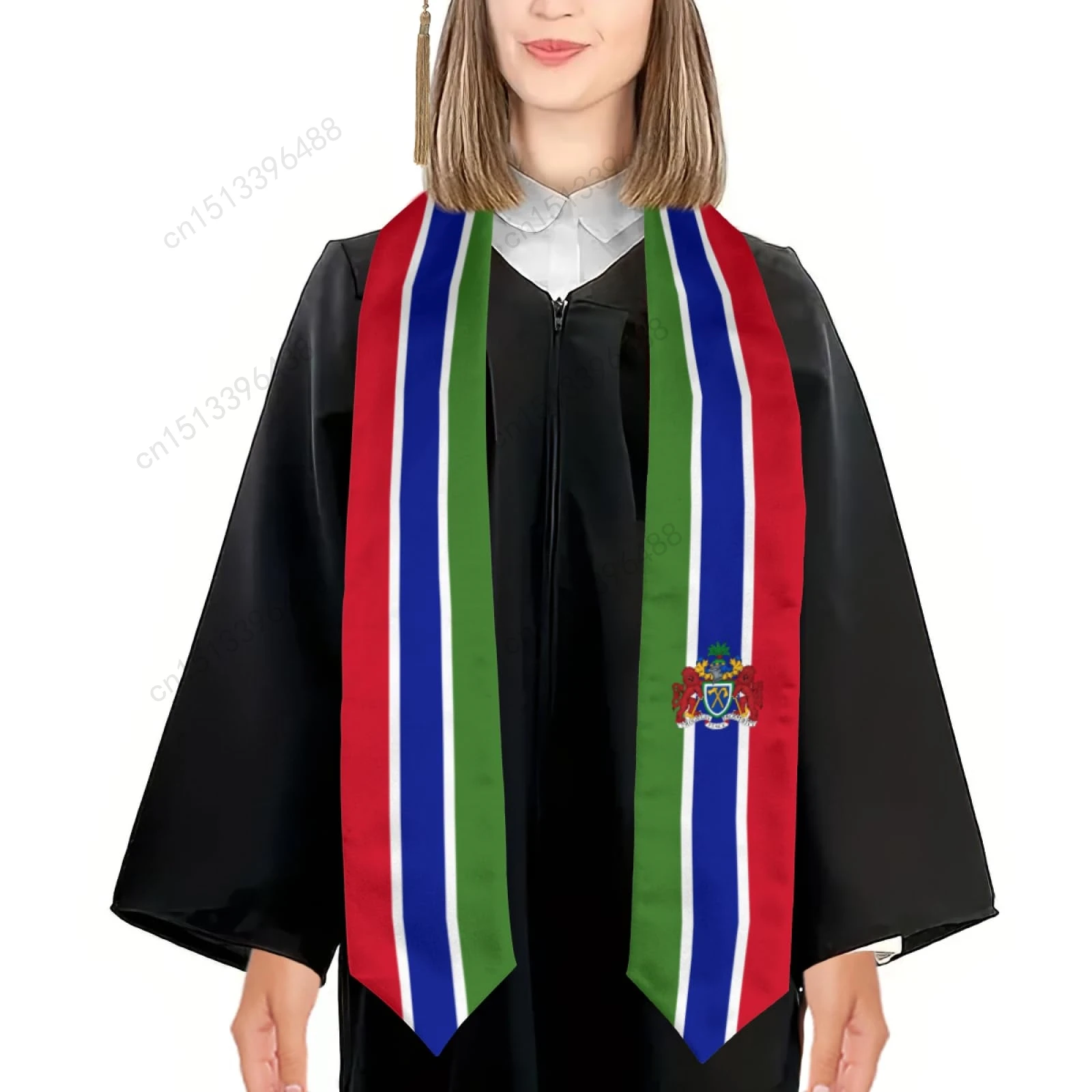 2025 Gambia Flag Graduation Stole Shawl Sash Honor For Study Aboard International Students