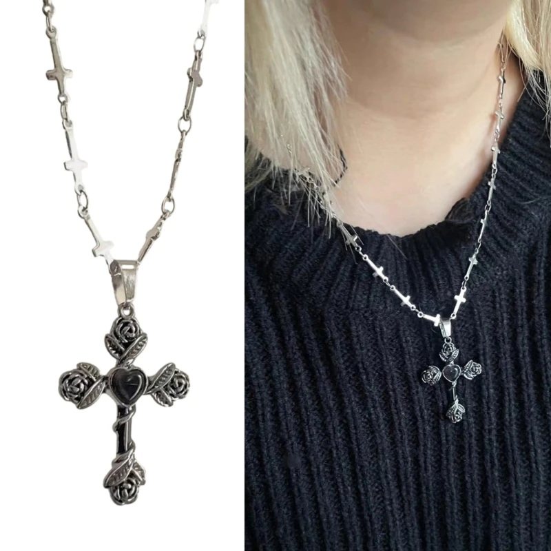 Colar pingente crucifixo amor clavícula corrente punk jóias para mulheres meninas dropsale