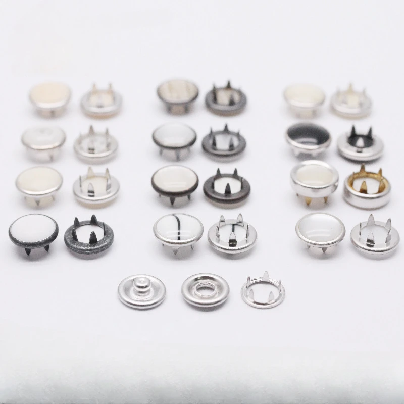 100 Sets Pearl Fasteners Ring Press Studs Snap Buttons Poppers White Black 11.5mm for DIY Craft Supplies