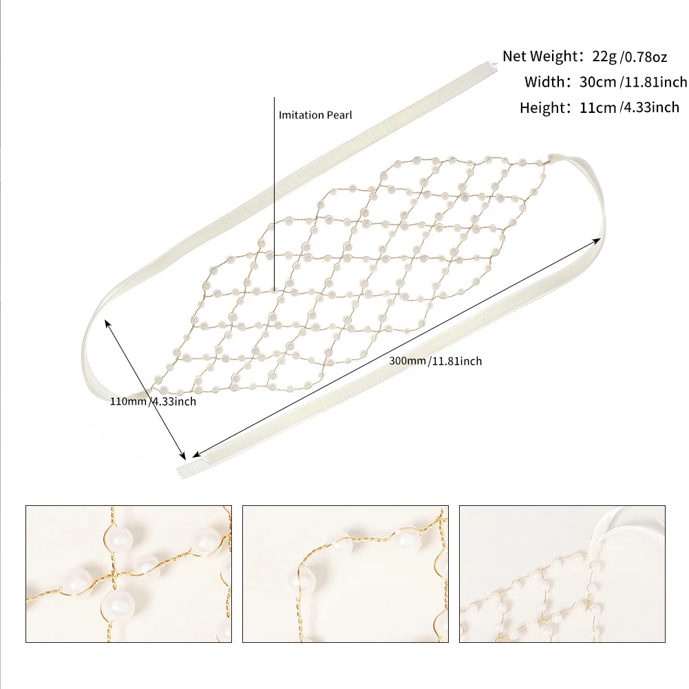 Fashion Pearl Hair Net  Trendy Bride Wedding Hair Bands Sparkling Crystal Jewelry Crown Hair Accessories For Women image 6