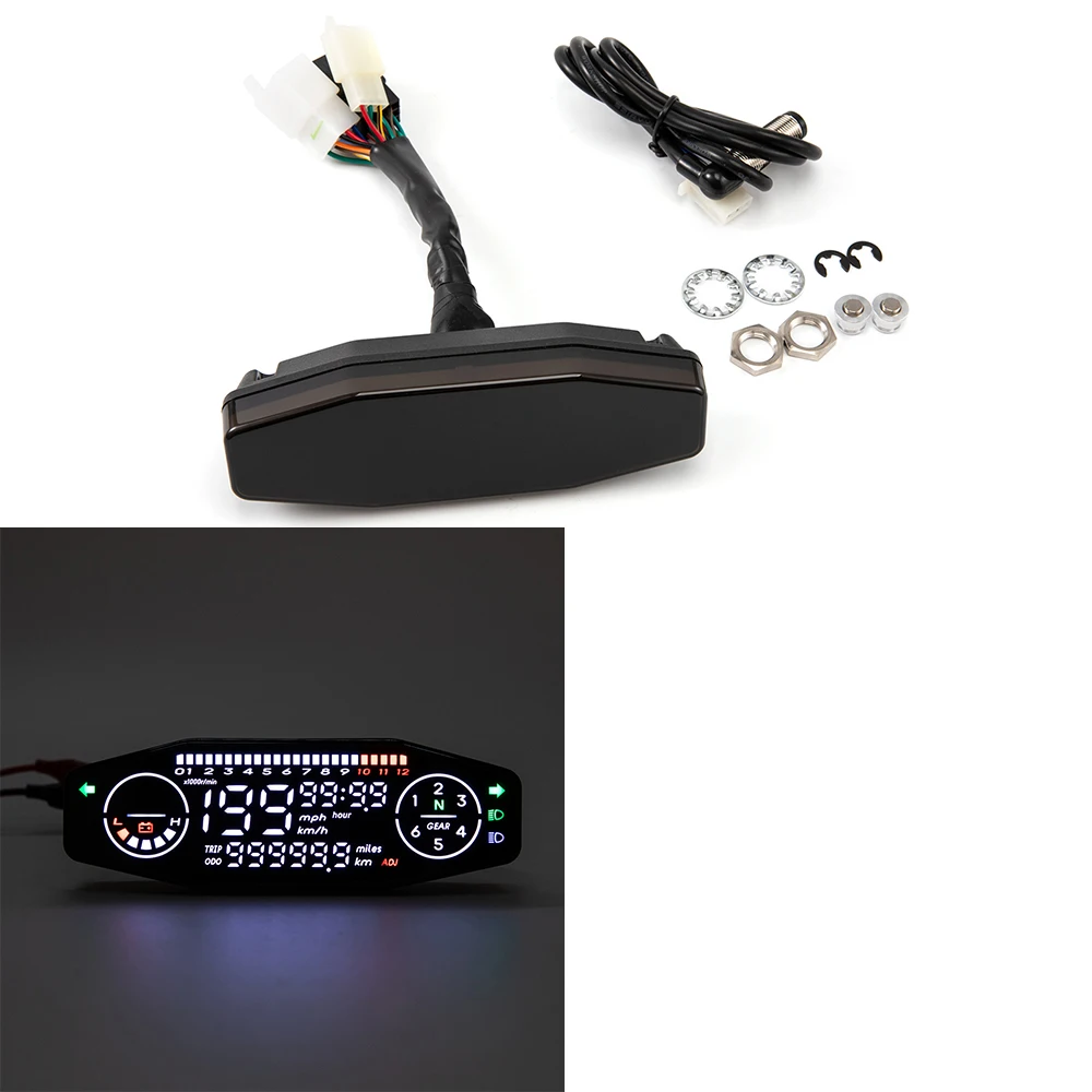 

Universal Motorcycle Speedometer Dashboard Oil Gauge Digital Meter Sensor Set Tachometer Odometer For EXC 250 Russian KR200