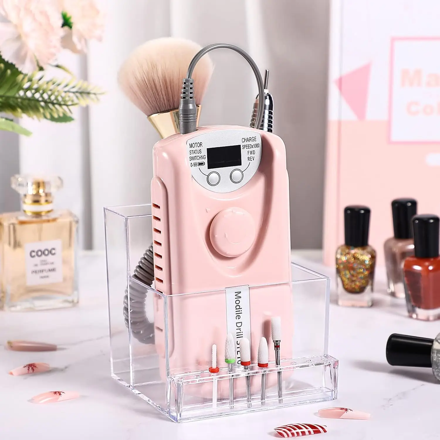 เครื่องที่กรอเล็บขนาดเล็ก10หลุมเครื่องมือเครื่องมือเครื่องมือกล่องใส่ของแบบใสที่กรอเล็บ