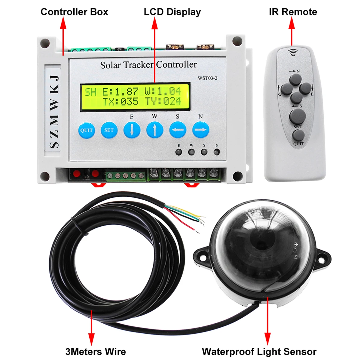 LCD Dual Axis Solar Tracking Electronic Auto-Tracking Solar Tracker Controller Double Axis for Solar Panel System Sunlight Track