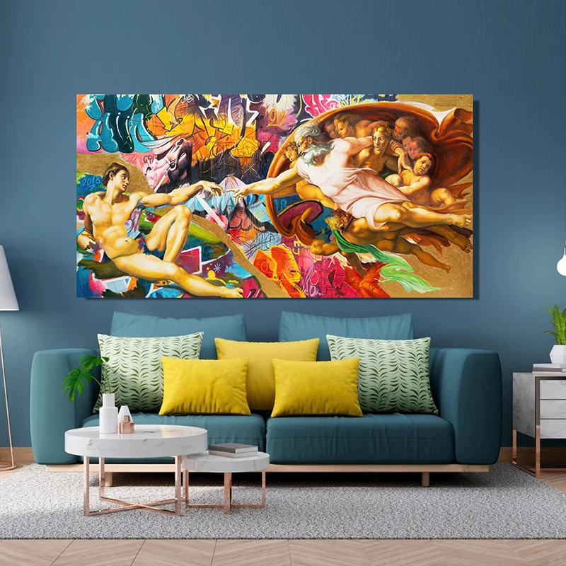 يد الله آدم الكتابة على الجدران قماش اللوحة الشارع البوب الفن الملصقات والمطبوعات صور فنية للجدران لغرفة المعيشة ديكور المنزل الهدايا