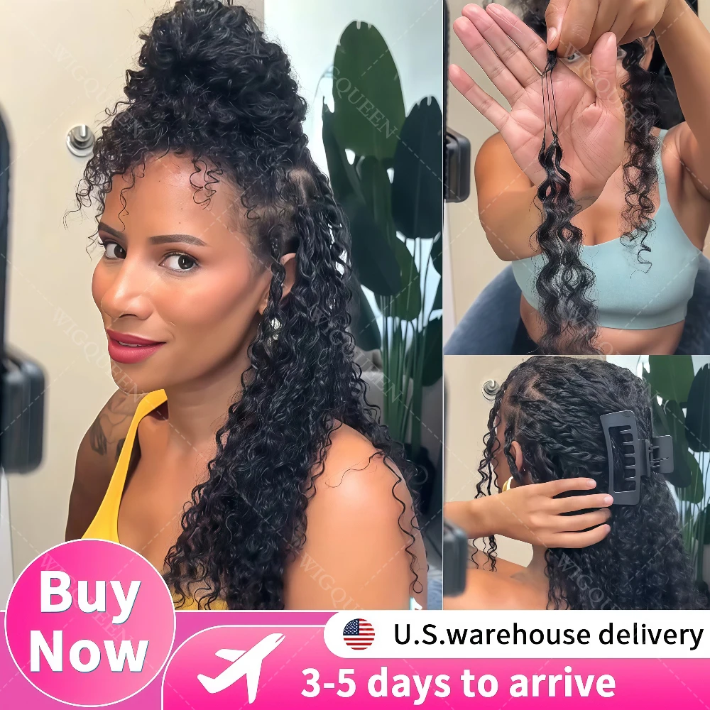 

10A Невидимые микропетли, маленькие спирали, вьющиеся крючком человеческие волосы без узлов, предварительно разделенные кудрявые завитки, вязанные крючком волосы с перьями