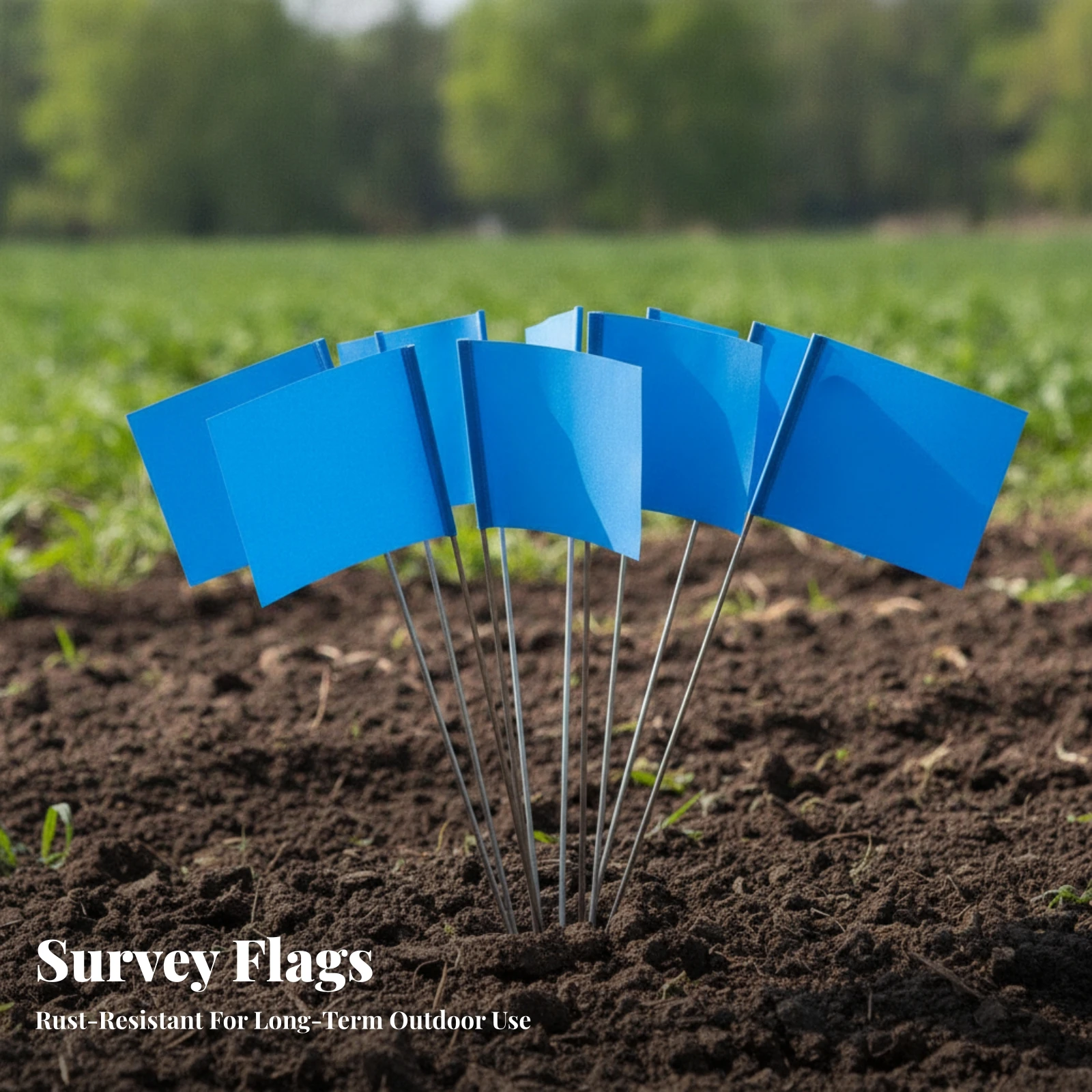 50 Pieces PVC Marking Flag Lightweight Survey Marking Flags with Stakes Garden Marker Flags Weather-Resistant Survey Markers