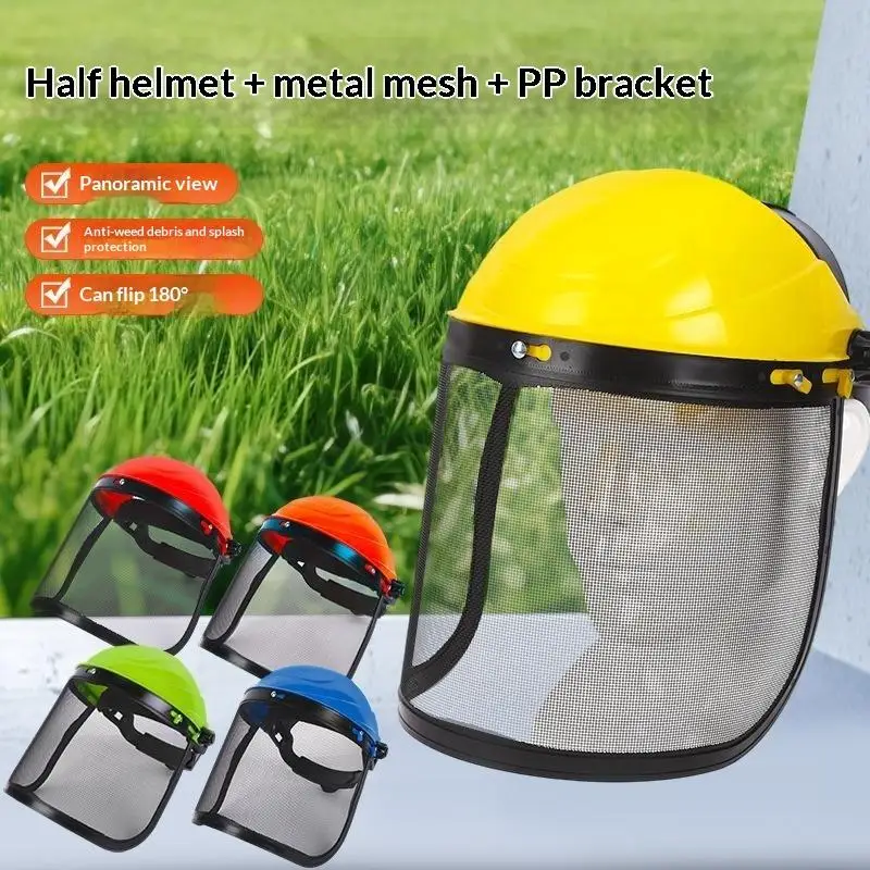Garden Grass Trimmer Safety Helmet Full Face Mesh Visor Lightweight Anti-Debris Face Guard for Outdoor Landscaping Jobs