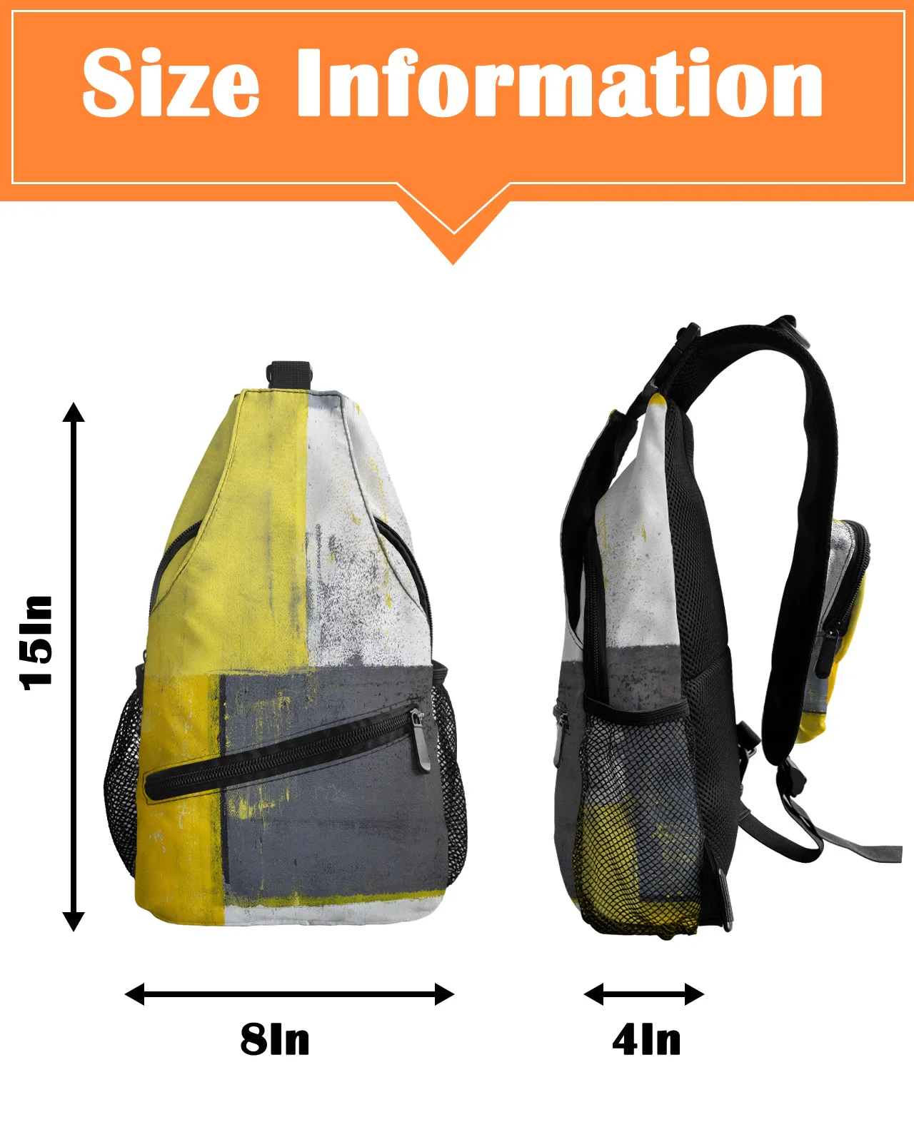 Bolso de Pecho Amarillo geométrico abstracto para hombres y mujeres, estilo de pintura al óleo, bolso cruzado informal, bolso de viaje al aire libre impermeable