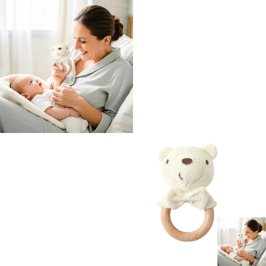 

Newborns Baby Crochet Rattle Toy Encourages Skills and Easy Grasping