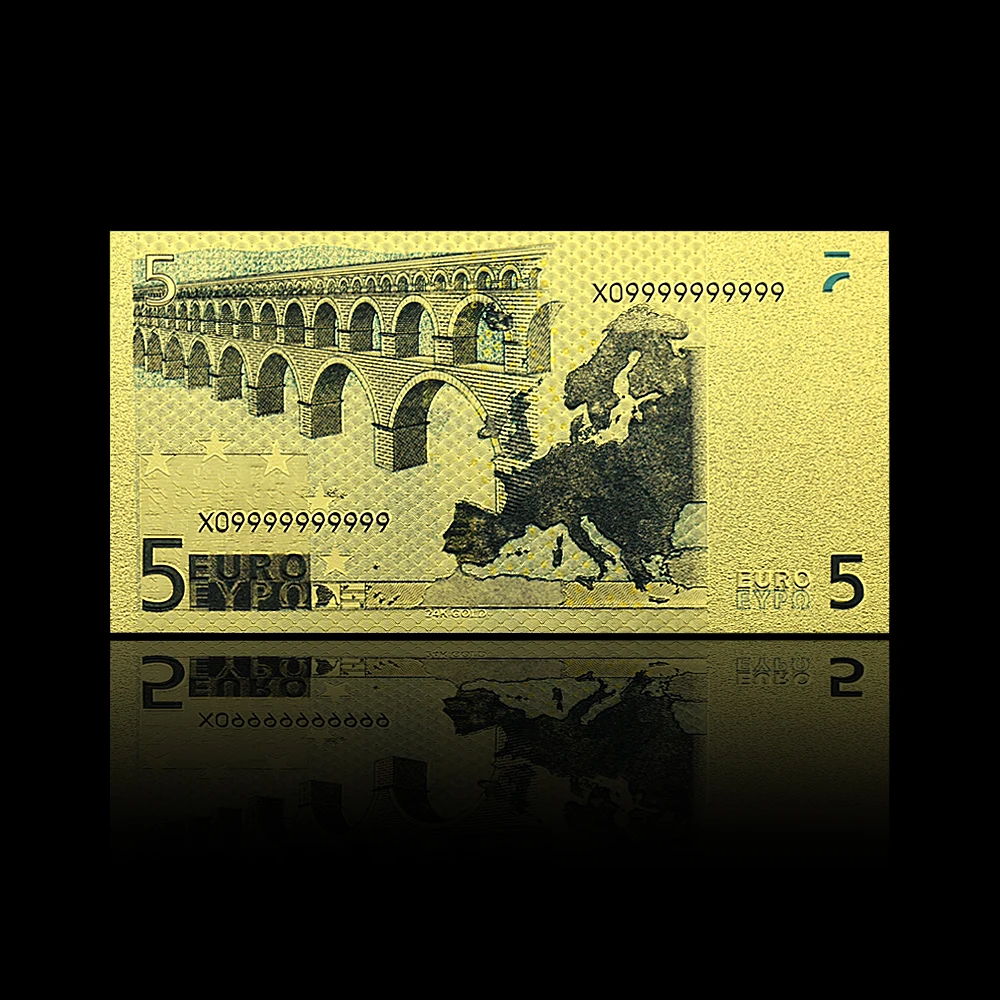 10 قطعة 5 يورو الذهب احباط الأوراق النقدية PET البلاستيك طوي ملاحظات طبق الاصل المال مع شهادة ذهبية الفن يستحق جمع