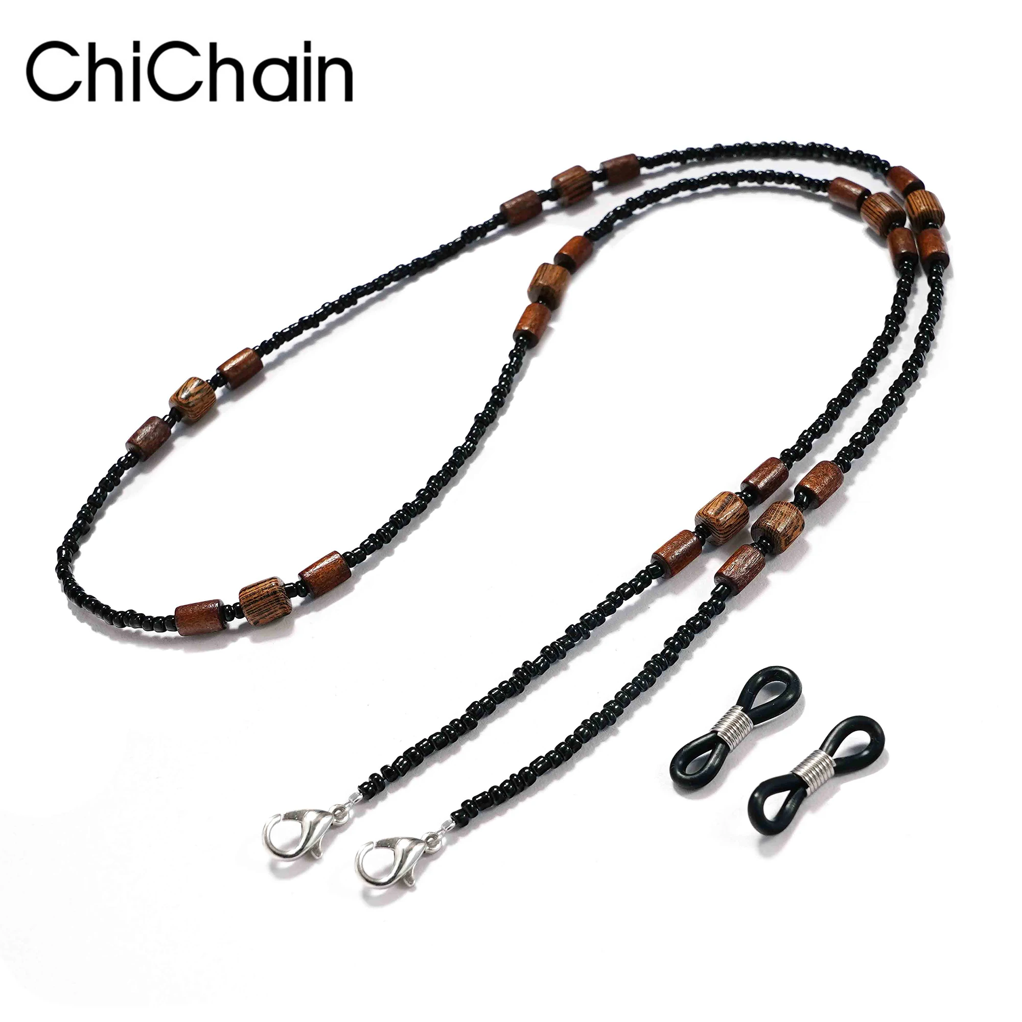 2022 New Wooden Beaded Glasses Chain for Women Fashion Lanyard Acrylic Mask Sunglassses  Strap Cord Hanging Neck Hold