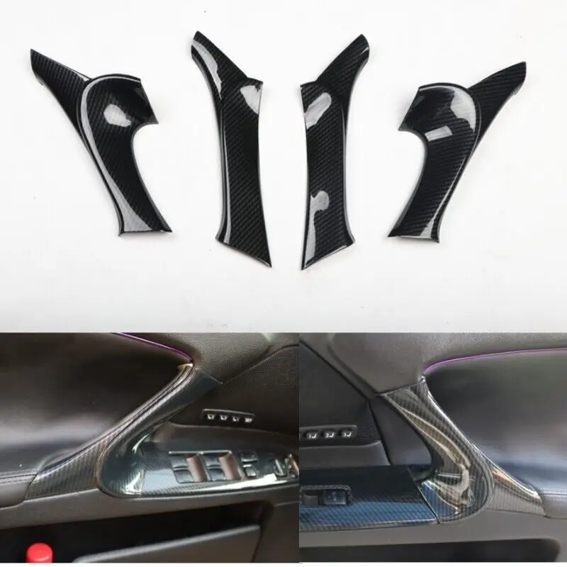 4PCS Carbon Fiber Car Interior Door Armrest Handrail Panel Trim For Lexus IS F 250 350 2006-2013 Interior Replacement Parts