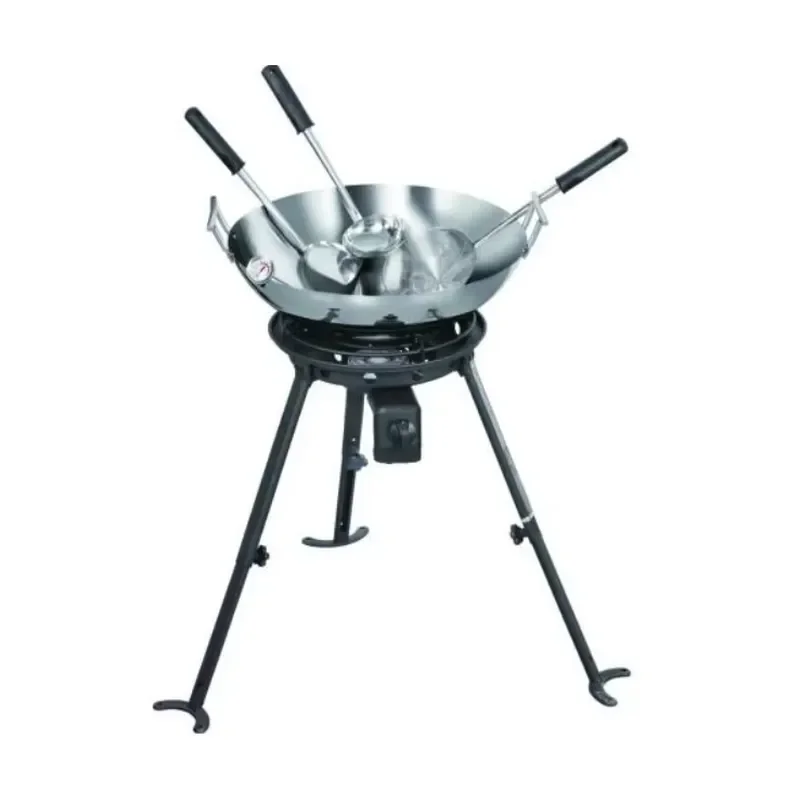 Outdoor Gas Camping Cooking Grill Stove Burner with Wok Set for Portable Use