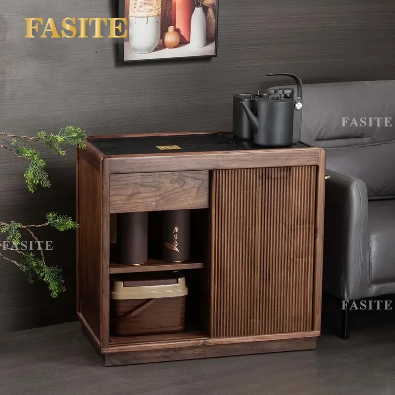 For North American Black Walnut Tea Cabinet All Solid Wood Modern Simple Light Luxury Side Table Small Household Kettle