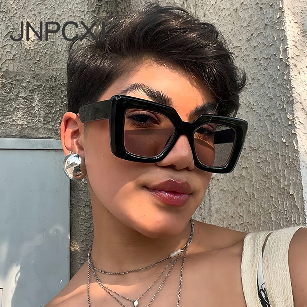 JNPCXI New Fashion Square Glasses Frame Women Clear Anti Blue Light Eyewear Vintage Men Optical Black Frame