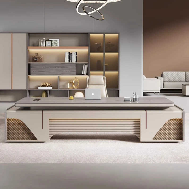 مكتب تنفيذي بني حديث فاخر بأدراج قوية فاخرة مكتب تنفيذي حديث رخيص أثاث مكتب Mesa De Escritorio #5