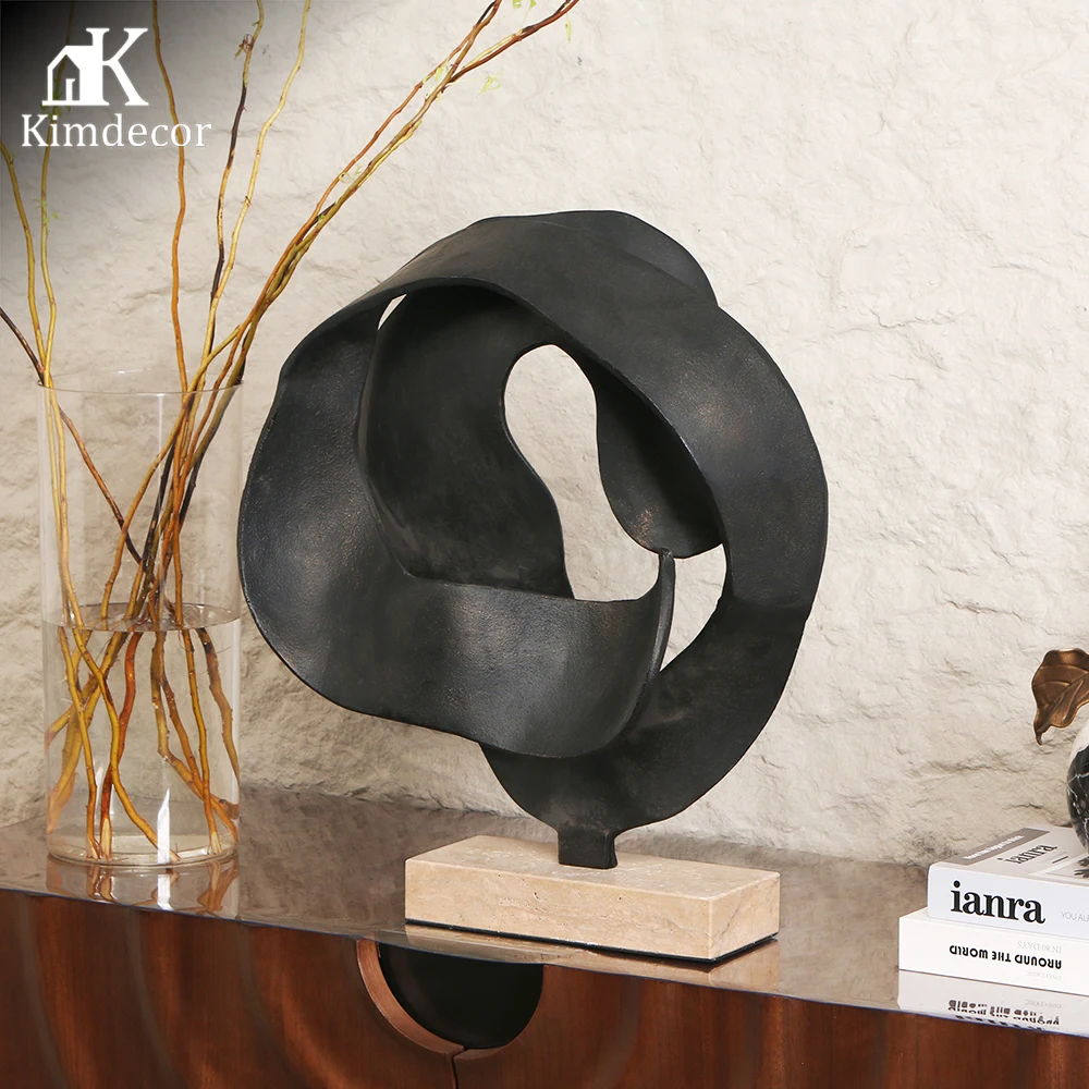 Home Interior Decoration Aluminum & Marble Abstract Form Sculpture Creative Decorative Sculpture For Interior Projects