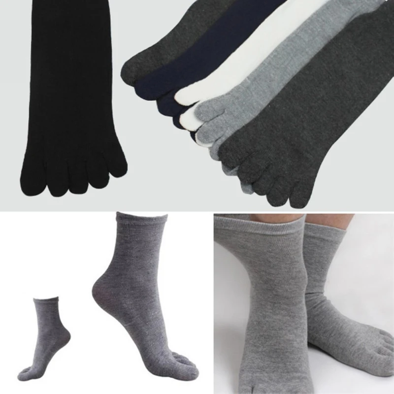 5 Pairs Fashion Men Five Separate Toe Socks Comfortable Warm Hot Solid Color Unisex Multicolor Casual Sock Winter Autumn 2024