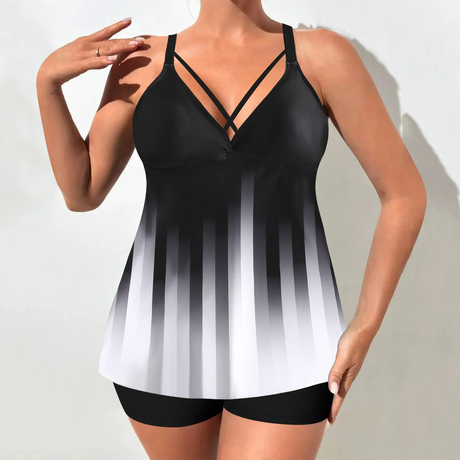 Two-piece Bikini Swimsuit for Women Summer Sexy Tankini  Patchwork Multi-Color Sexy Bikini  Vacation Swimsuit Summer Beachwear