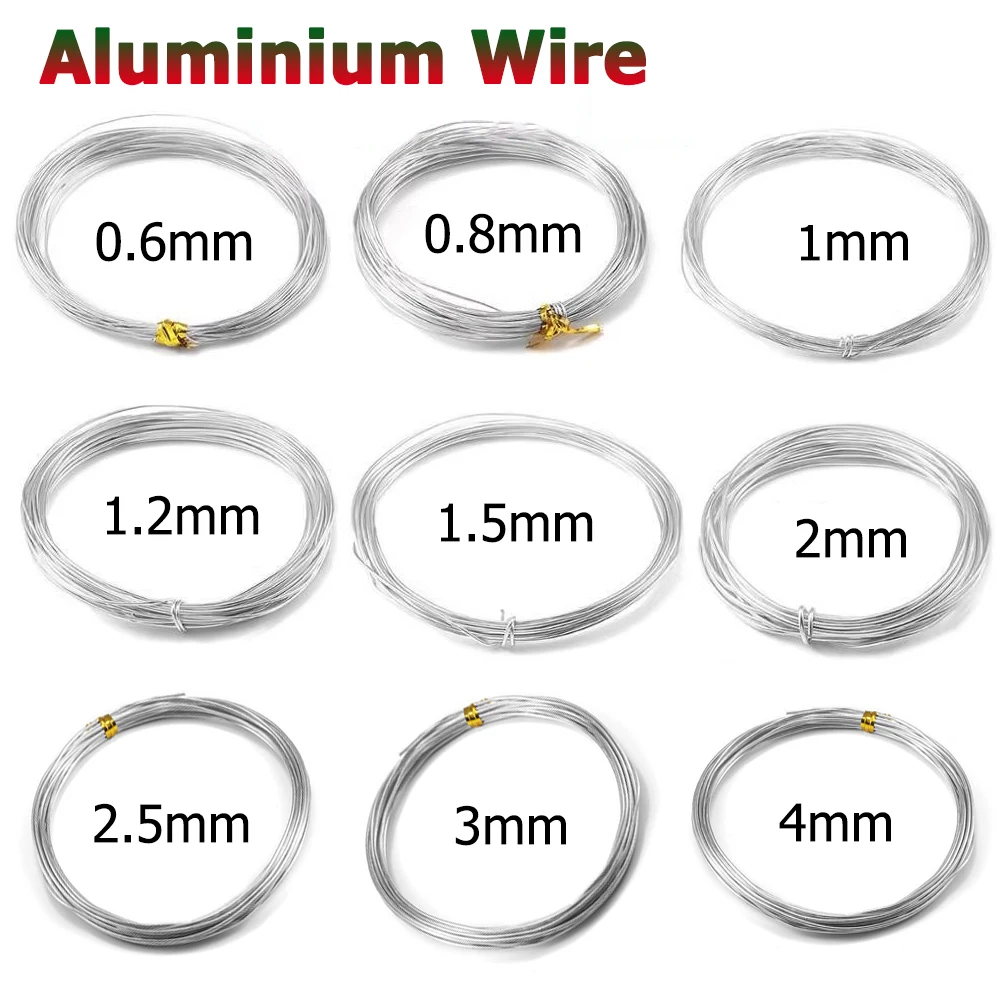 

2-10M Aluminum Wire Dia 0.6/0.8/1/1.5/2/2.5/3/4mm Sliver Color Soft Metal Bonsai Training Floristry Jewelry HandMaking Craft DIY