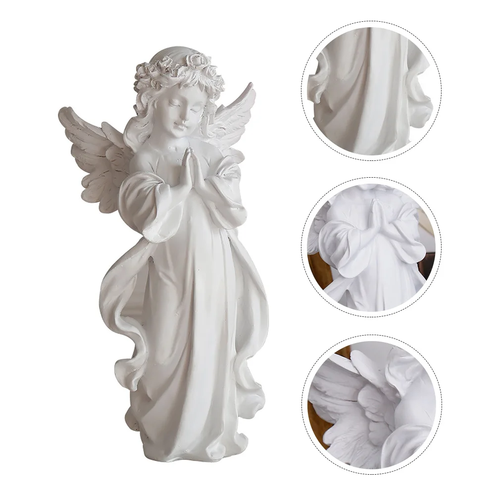 

1Pcs Lovely Prayer Angel Decorative Artware Premium Synthetic Resin Material Safe Prayer Angel Model Desktop Adornment