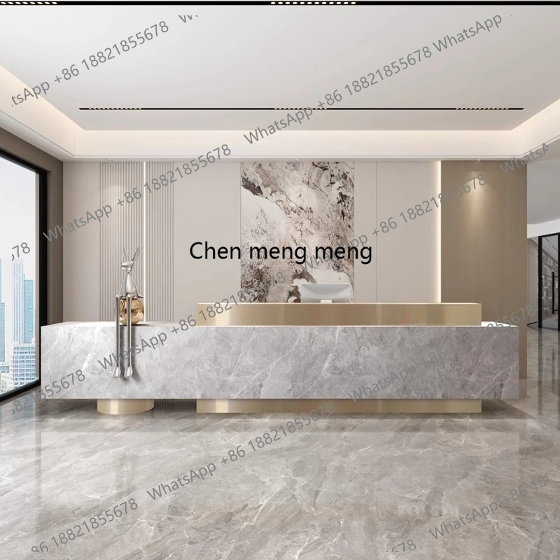 Nordic Marble Hotel Front Desk Modern Luxury Sintered Stone Medical Beauty Reception Desks Enterprise Commercial Furniture