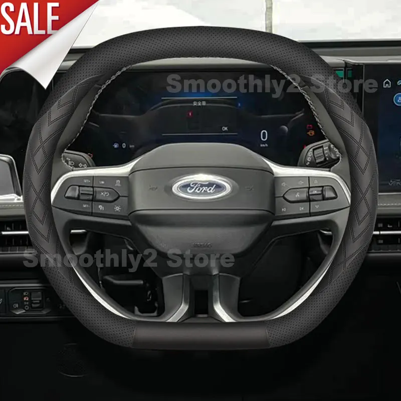 Car Leather Steering Wheel Cover For NEW Ford Tourneo Custom 2025 2026 Auto Accessories
