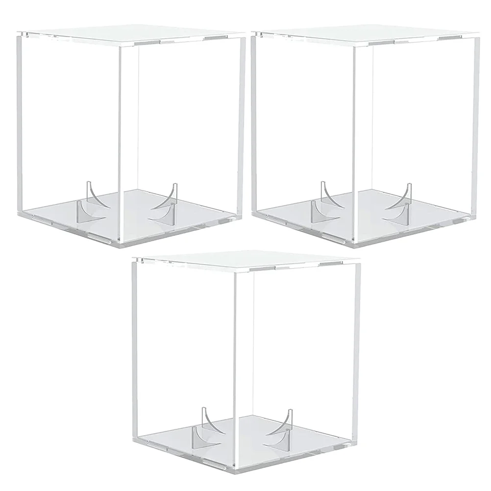 

3Pcs Acrylic Baseball Display Box with Stand Clear Transparent Cube Case for Signed Memorabilia 360 Degree Visibility Dust