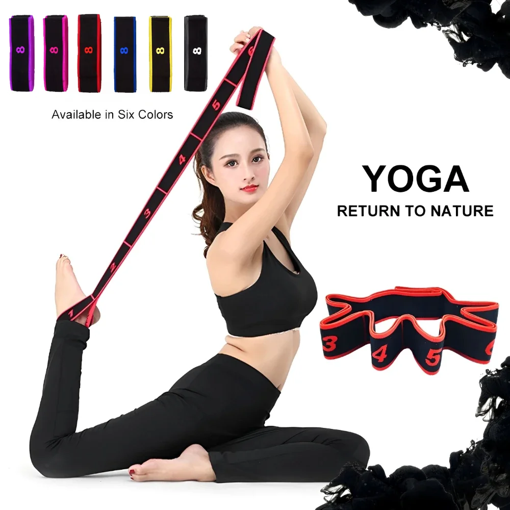 8-teiliger Stil für Tanz, Yoga, Dehnungsgürtel, Pilates, Fitness, Spannung, digitale Elastizität, lateinamerikanisches elastisches Stretch-Widerstandsband – Detail 1