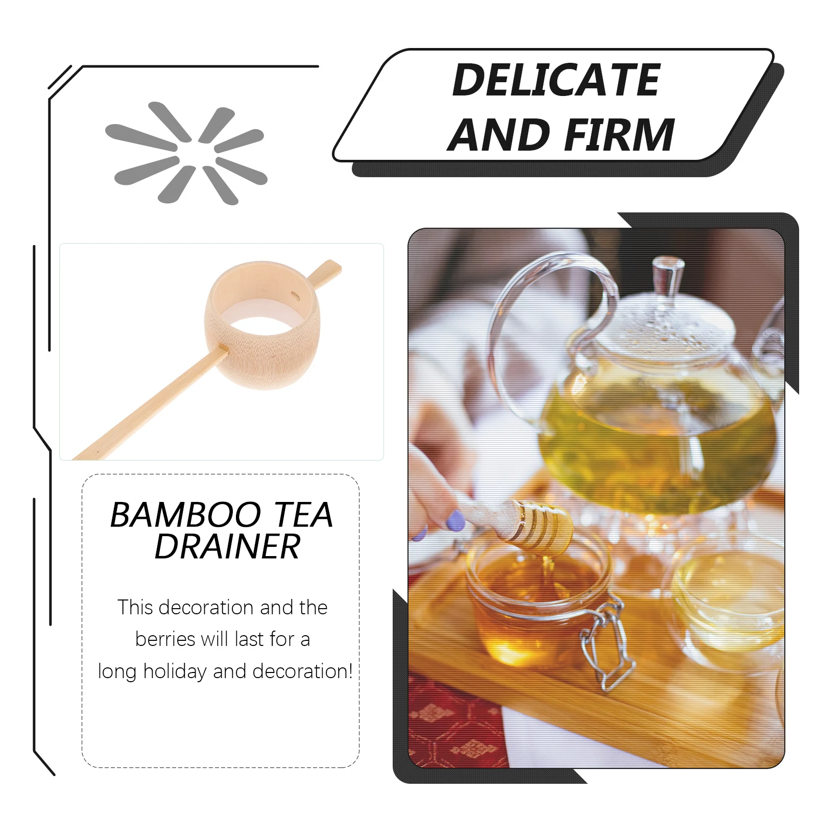 

Tea Filter Bamboo Colander Strainer Chinese Infuser Ceremony Accessory Leak Office