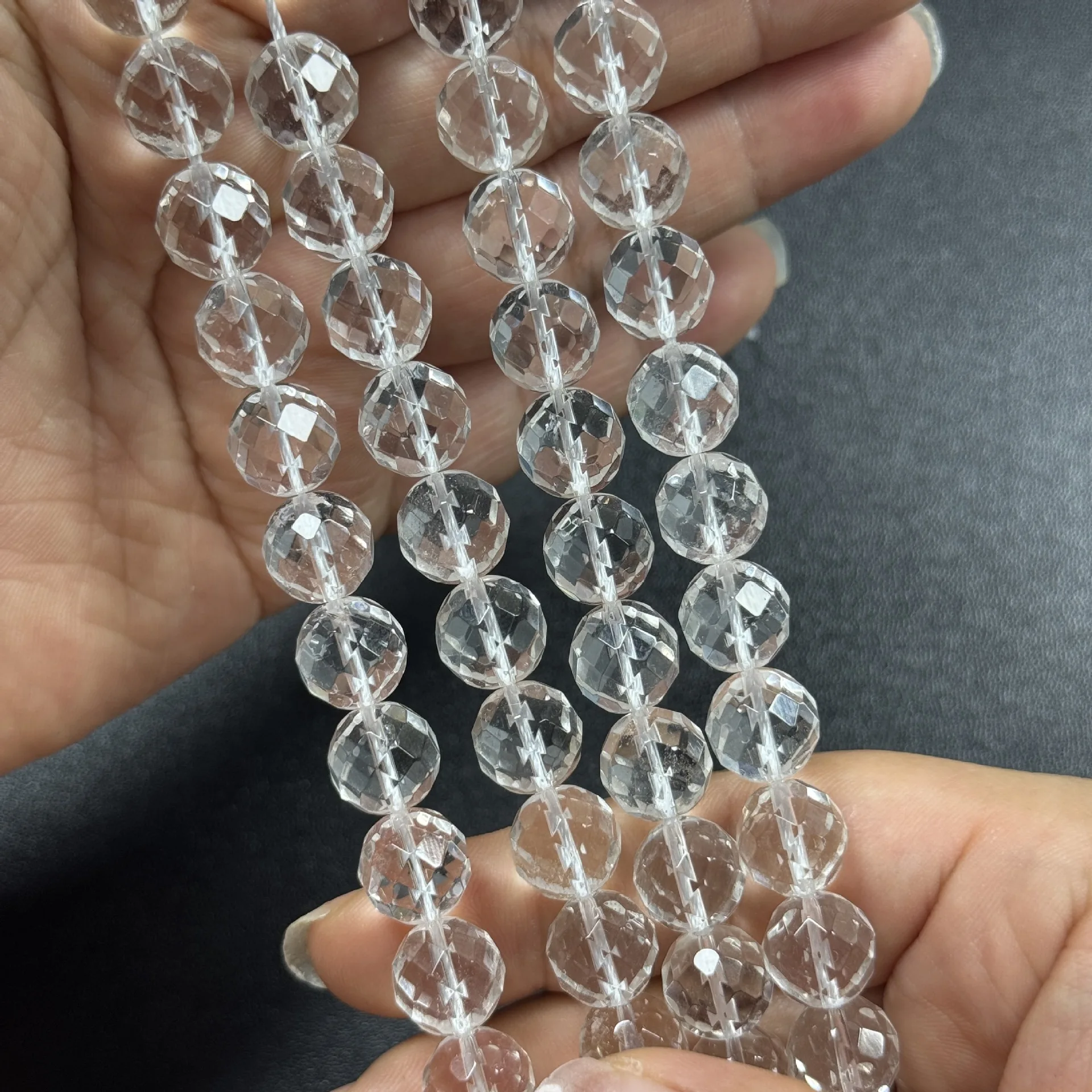 8-10 mm Natural white crystal cut round beads loose beads work in progress DIY necklace bracelet beads