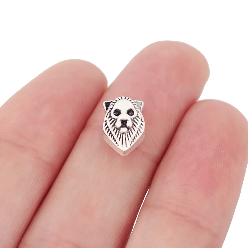 

50PCS Silver/Gold Tone Lion Head Spacer Beads Charms for Bracelet DIY Jewelry Making Findings