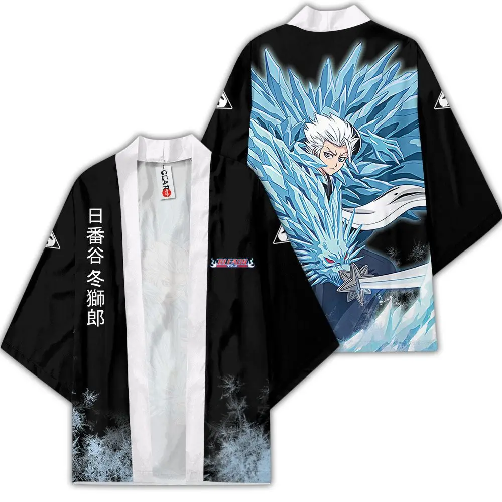

Japanese Anime Kurosaki Ichigo Cosplay Costume 3D Printing Tops Harajuku Kimono Bleach Loose Haori Pajamas Adult Cardigan