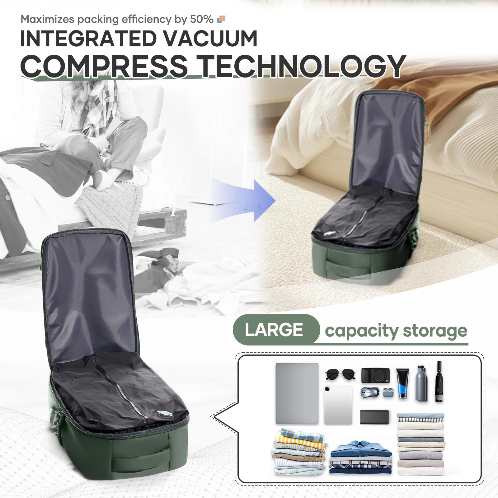 حقيبة ظهر Ryanair 40x30x20 للسفر مع مضخة، حقيبة سفر للكمبيوتر المحمول مقاس 15.6 بوصة، حقيبة تخزين