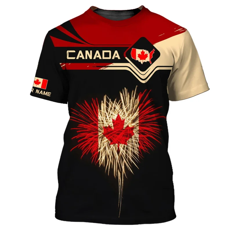 Custom Personalized Name Love Canada Tshirts For Men Women New In Short Sleeve Canada Flag Pattern T Shirt Tops Mens Tee Shirts