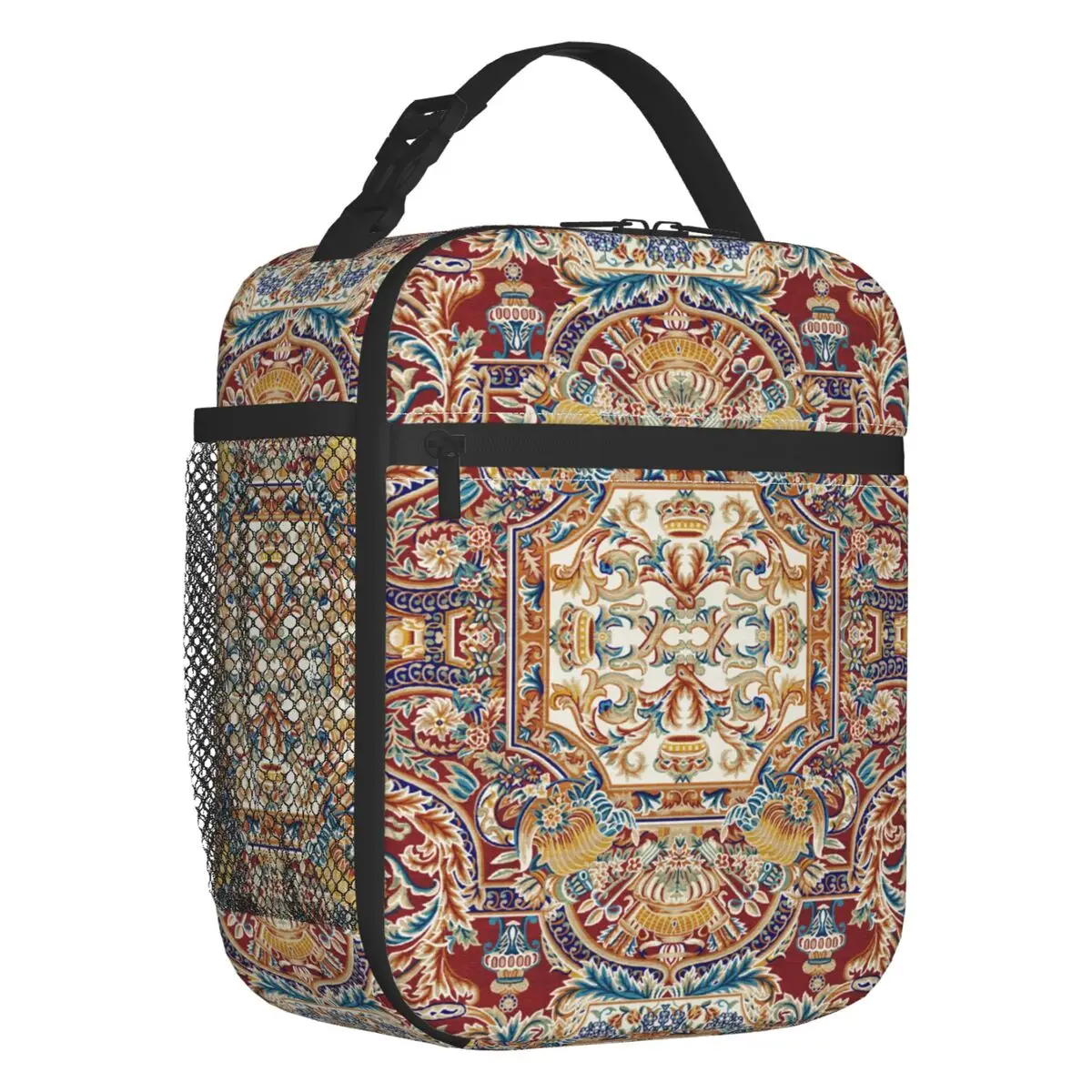 Antique Persian Carpet Insulated Lunch Bags Women Bohemian Rug Ethnic Tribal Style Resuable Cooler Thermal Food Lunch Box School