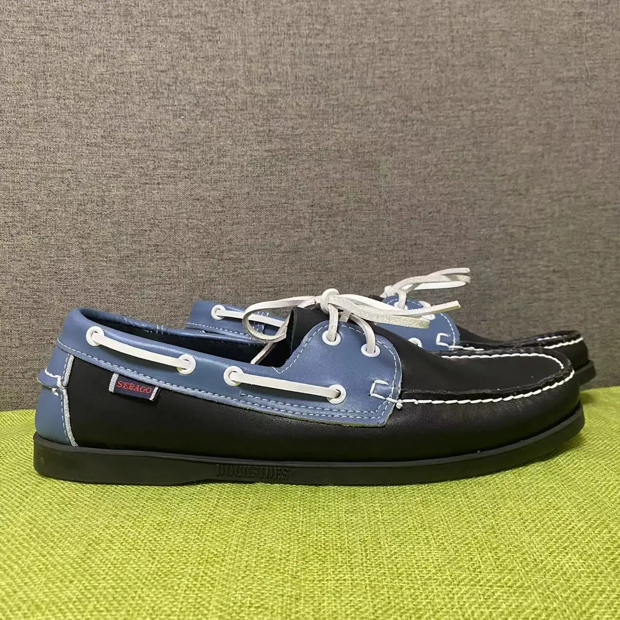 Sebago-Chaussures Docksides authentiques pour hommes, cuir véritable de qualité supérieure, Moc Parker, chaussures bateau à lacets, AB146