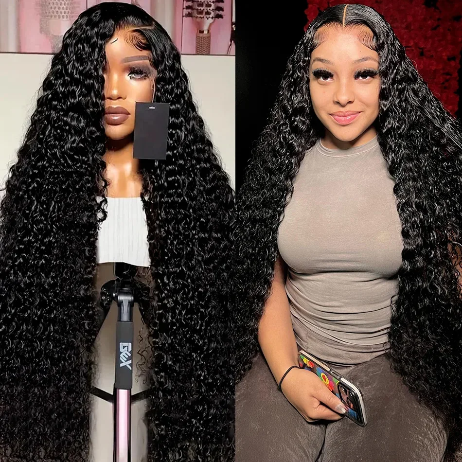 Deep Wave 13x4 HD 30 40 Inch Lace Front Wig Transparent 180 Density Curly 13x6 Lace Frontal Human Hair Wigs Brazilian For Women