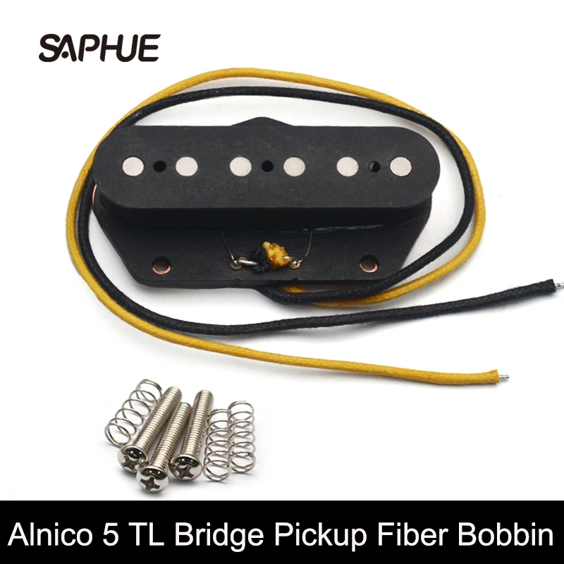 Alnico 5 TL Bridge Pickup Fiber Bobbin with Cloth Cable TL Bridge Pickup Black Guitar Parts