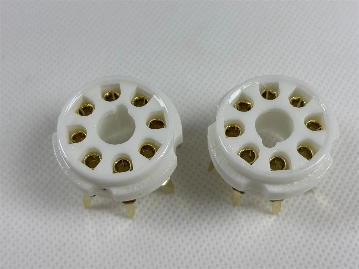 10PCS Gold Plated K8A PCB Mount 8 Pin เซรามิคหลอดซ็อกเก็ตสําหรับ 6P3P 6SN7 6N8P 6N9P 5Z3P 5Z4P 6550 KT88 หลอดสูญญากาศเครื่องขยายเสียง DIY