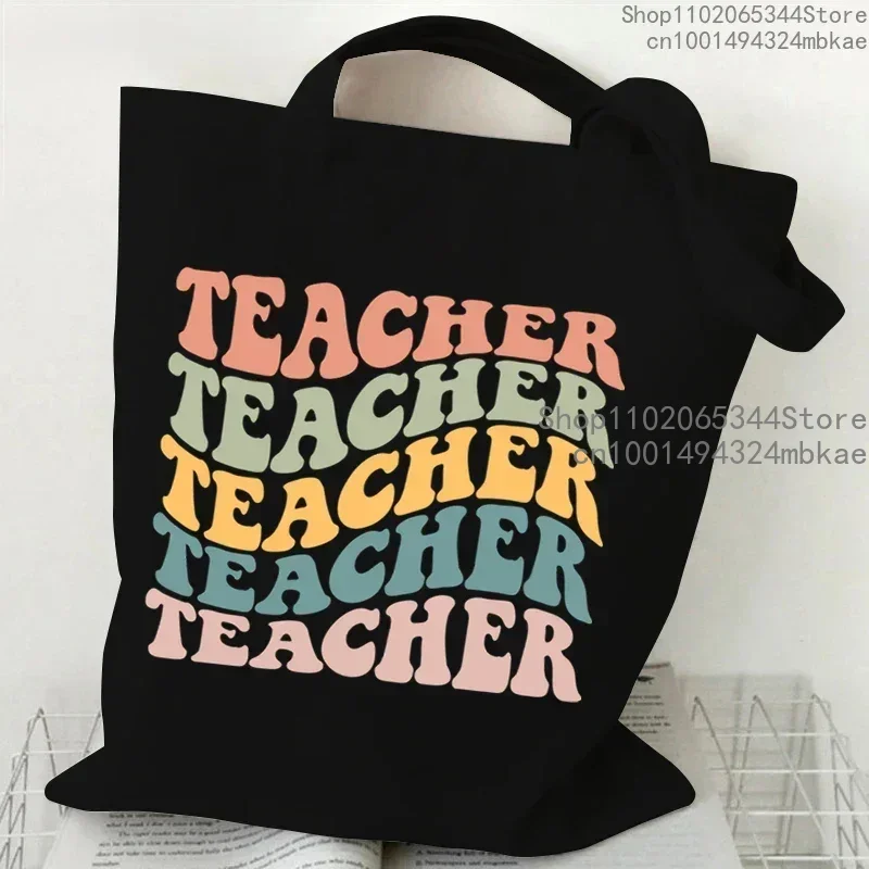 Teacher Graphics Handbags for Women Colorful Letters Print Tote Bag Fashion Travel Beach Shoulder Bags Best Gifts for Teacher