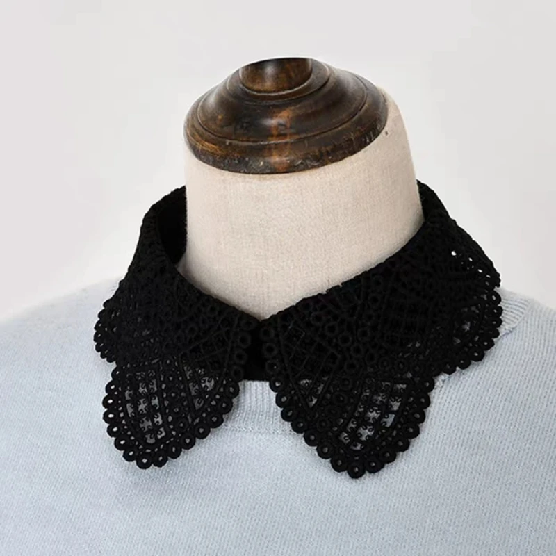 

White Decorative Fake Collar Shawl Wrap Hollow Out Detachable Versatile Collars Fashionable Top Shirt Collar Clothes Accessories