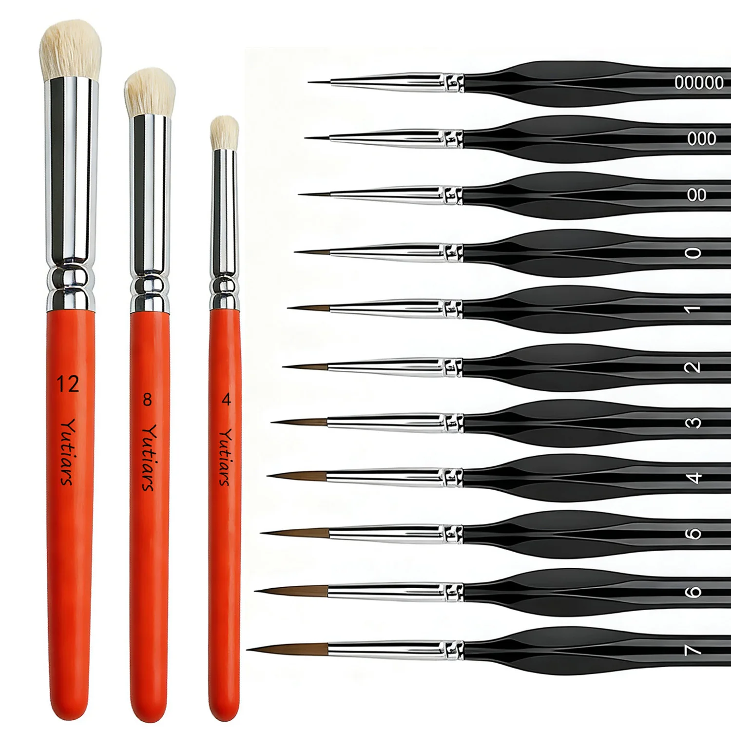 14Pcs High Precision Micro Detail Paint Brushes - Professional Drybrush Kit for Warhammer 40K DnD & Scale Model Crafting